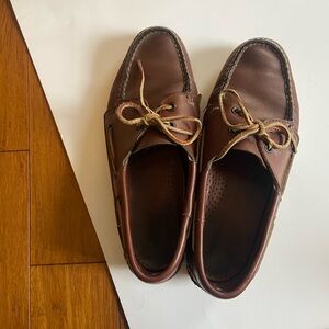 Men's Brown Leather Boat Shoes with Moc Toe and Lace-up by Senator